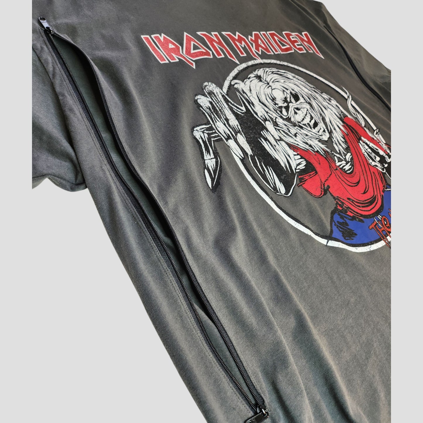 Upcycled Breastfeeding (Nursing) & Pumping Iron Maiden Band t-shirt UK20 (100340)