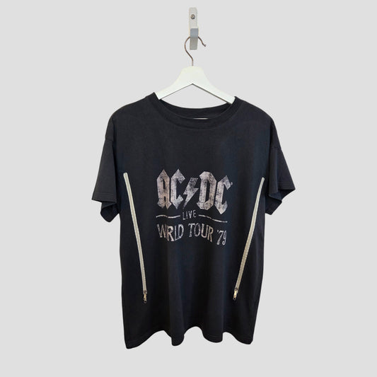 Upcycled Breastfeeding (Nursing) & Pumping Grey AC/DC World Tour Band t-shirt L (100398)