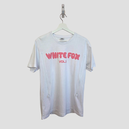 Upcycled Breastfeeding (Nursing) & Pumping White/Pink White Fox t-shirt L (100402)