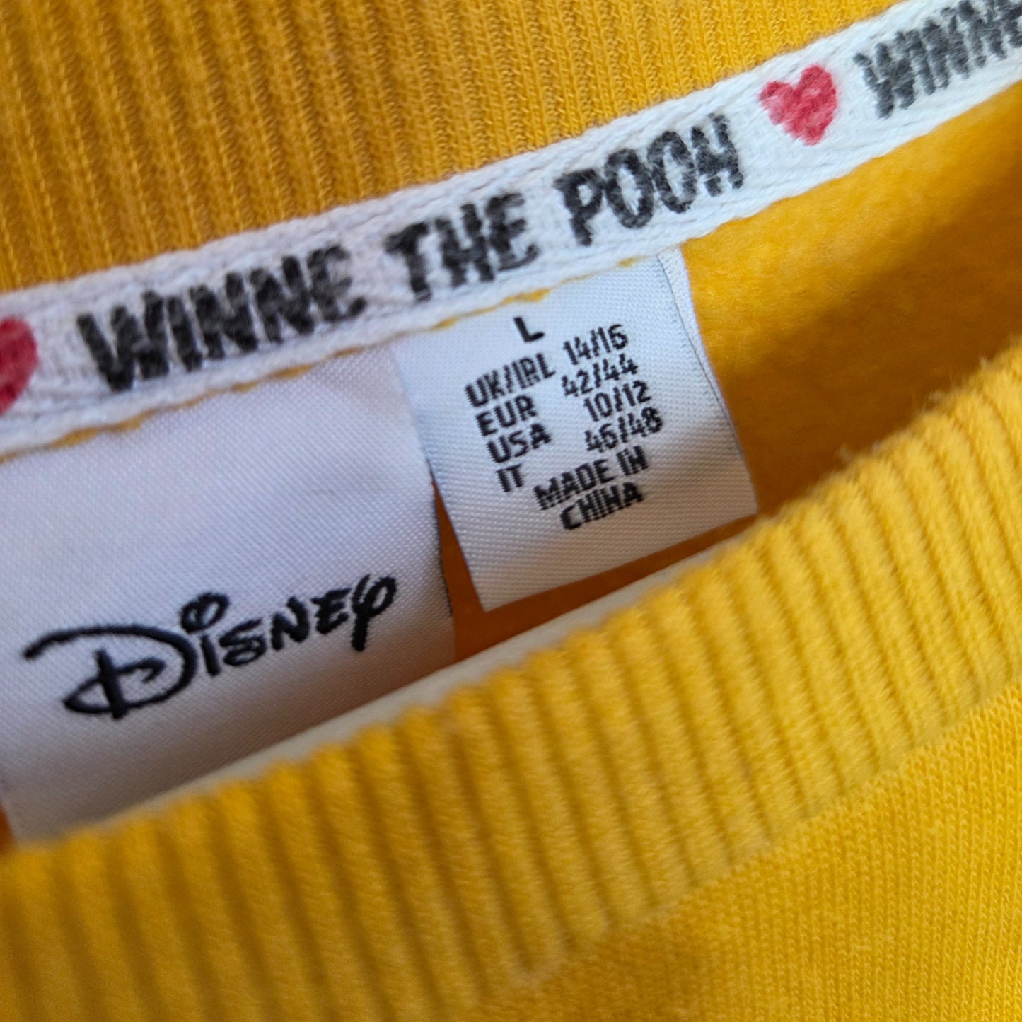 Upcycled Breastfeeding (Nursing) & Pumping Yellow Winnie the Pooh Sweatshirt L (100004)