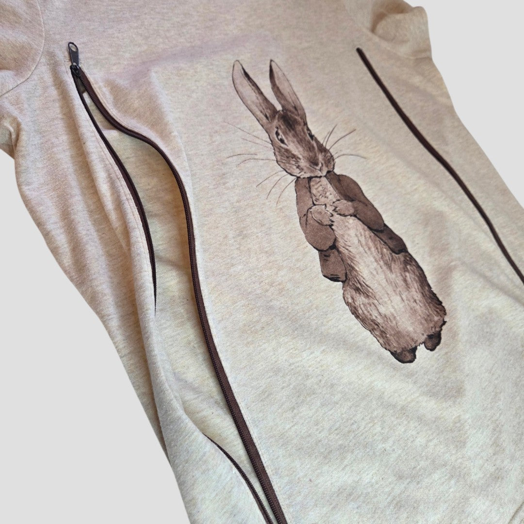 Upcycled Breastfeeding (Nursing) & Pumping Beige Peter Rabbit t-shirt M (100480)