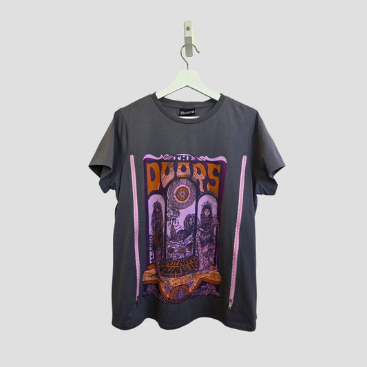 Upcycled Breastfeeding (Nursing) & Pumping Grey/Purple The Doors Band t-shirt UK18 (100472)