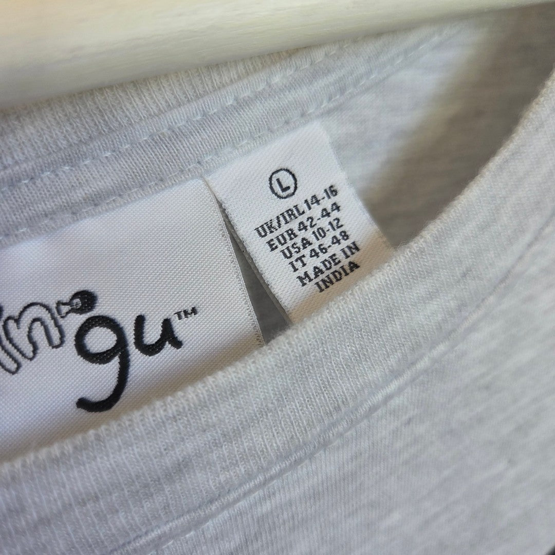 Upcycled Breastfeeding (Nursing) & Pumping Grey Pingu t-shirt night dress L (UK14/16) (100541)