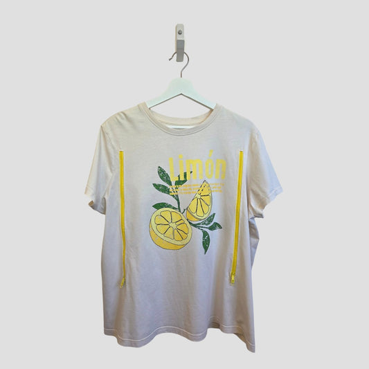 Upcycled Breastfeeding (Nursing) & Pumping Cream Limon Lemon t-shirt UK18 (100539)