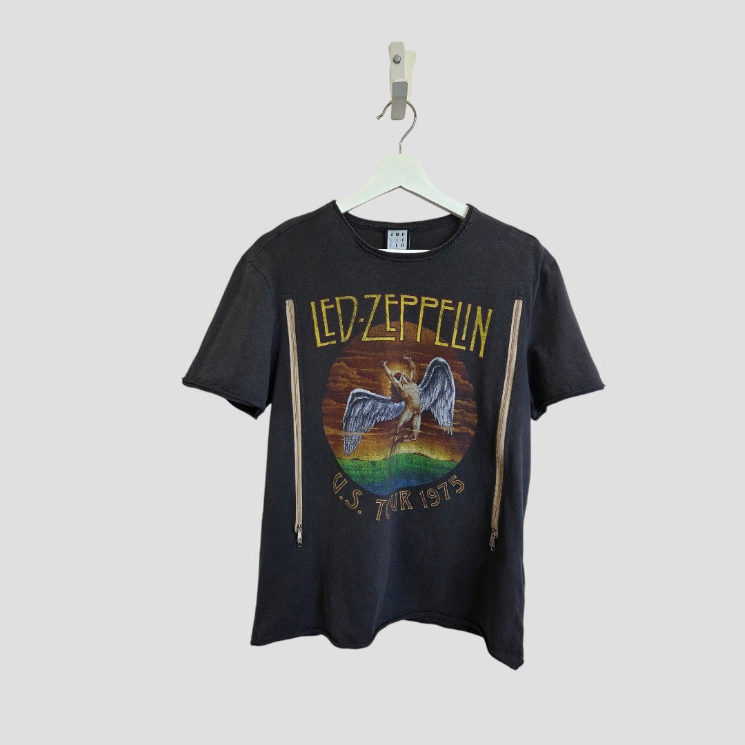 Upcycled Breastfeeding (Nursing) & Pumping Grey 1975 Led Zeppelin Band t-shirt M (100559)