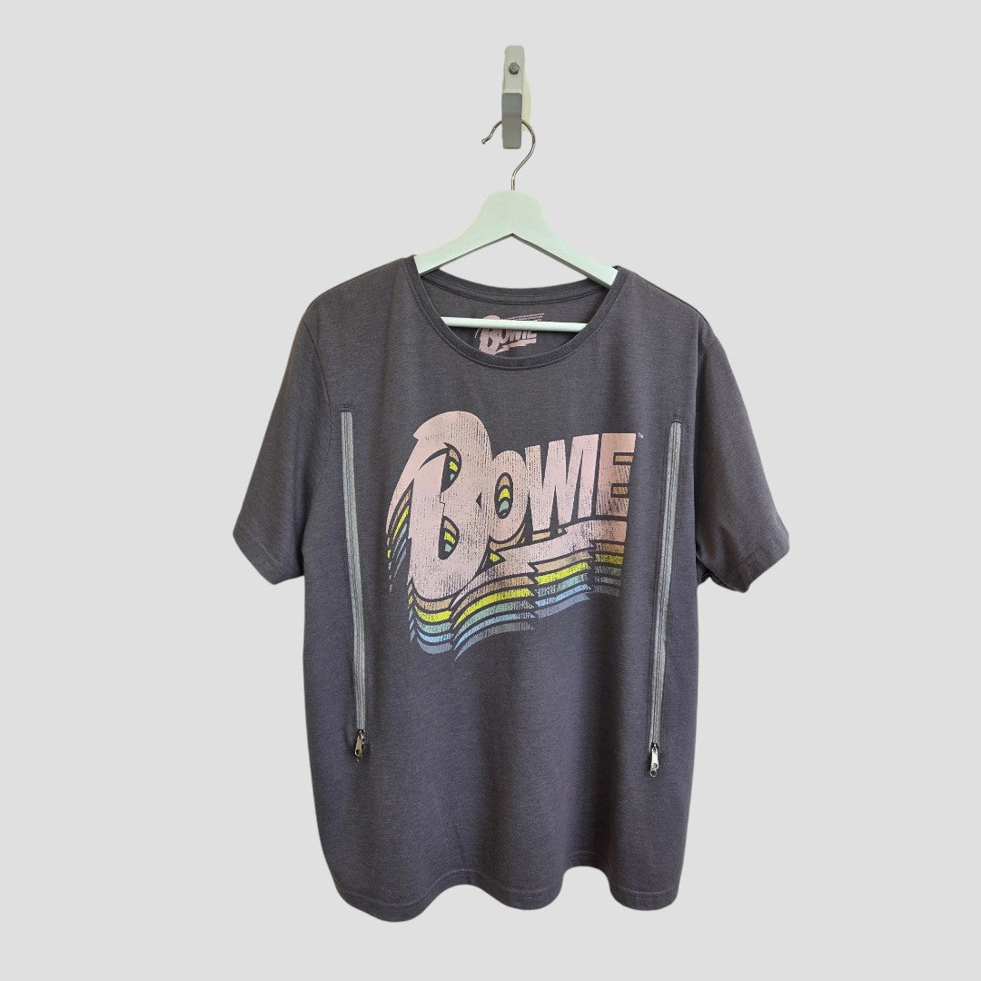 Upcycled Breastfeeding (Nursing) & Pumping Grey Pastel Bowie Band t-shirt UK20 (100523)
