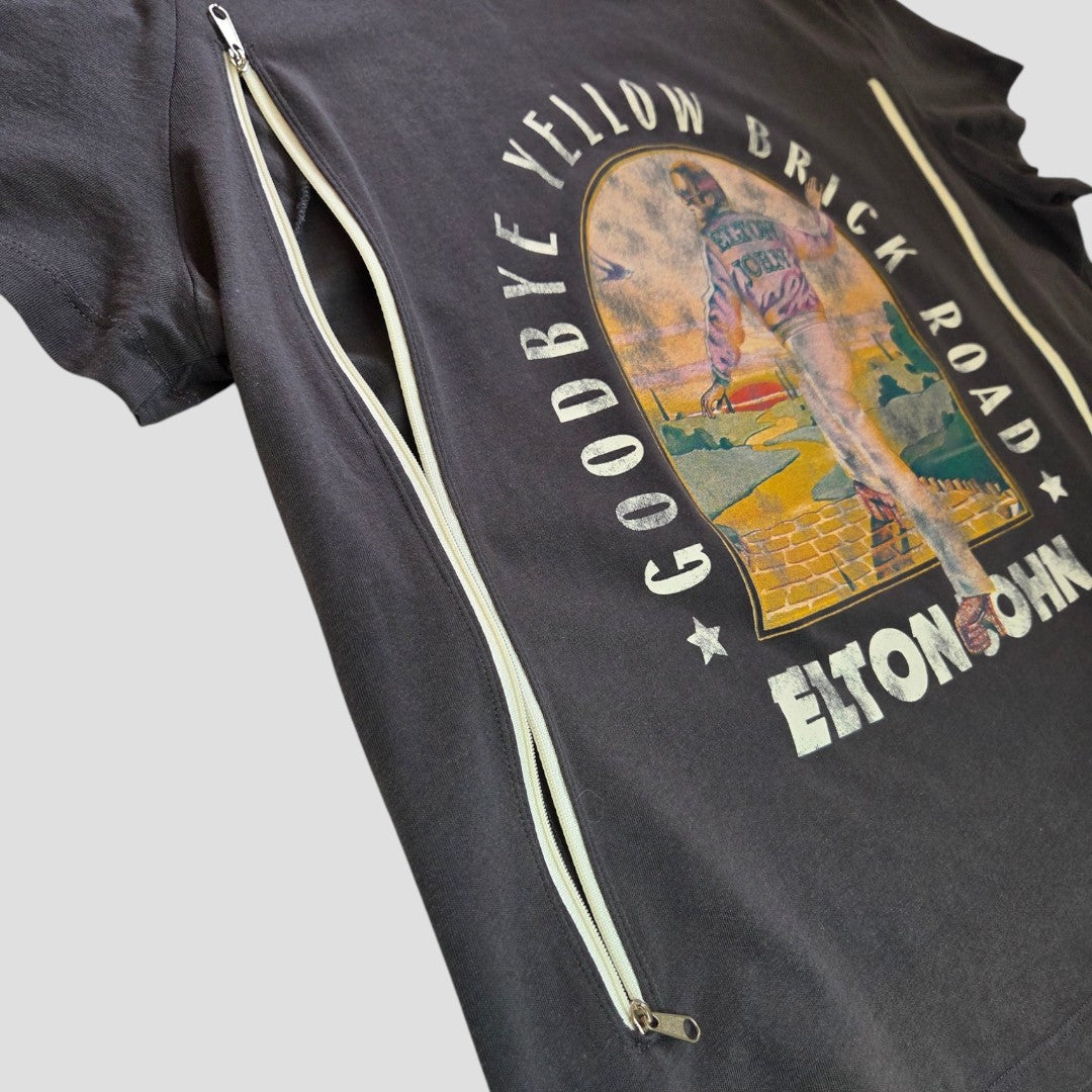 Upcycled Breastfeeding (Nursing) & Pumping Grey Elton John Brick Road Band t-shirt XL (100538)