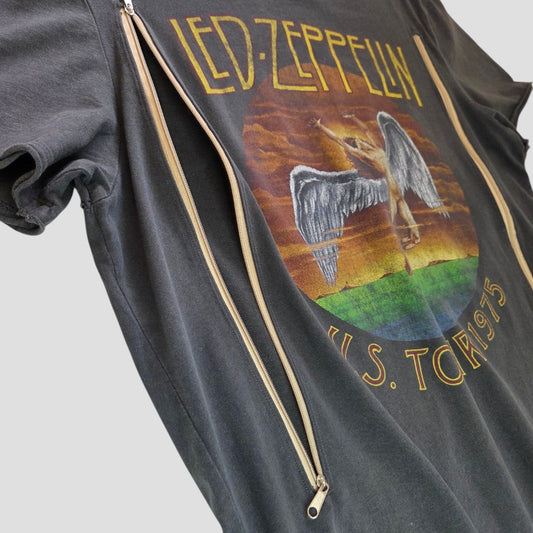Upcycled Breastfeeding (Nursing) & Pumping Grey 1975 Led Zeppelin Band t-shirt M (100559)